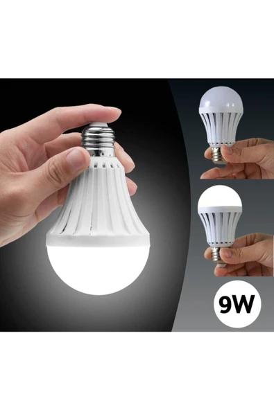 Vie Şarjlı Led Ampul 9W E27 Duy Beyaz Tasarruflu Ampul Beyaz Işık 9 Watt Beyaz