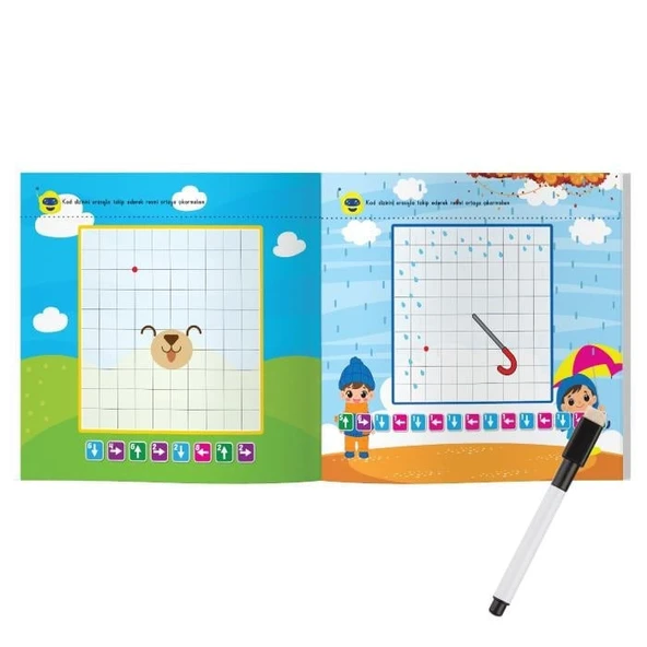 3-6 Yaş Dikkat Geliştiren Kodlama Kitabım Seti (YAZ-SİL) - 3