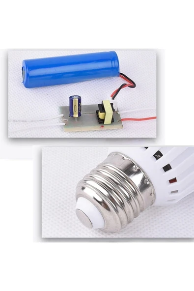 Vie Şarjlı Led Ampul 9W E27 Duy Beyaz Tasarruflu Ampul Beyaz Işık 9 Watt Beyaz - 6