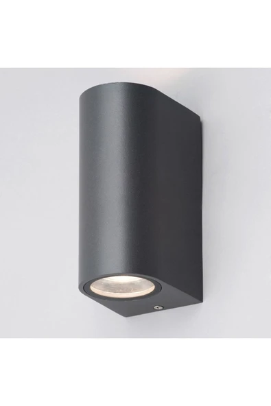 Zerpa Iki Yönlü Dekoratif Oval Duvar Aplik - Antrasit - Pc Gövde - Ip65 - Gu10 - Z13647 - 5