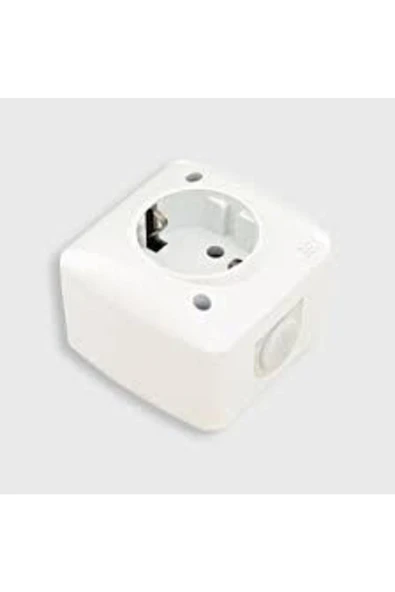 AHSAN AYD.Sıva Üstü Beyaz Kapaklı Topraklı Priz Depa