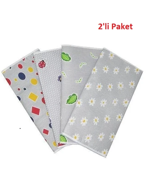 2li Paket Mandaş Lüx Süngerli Ütü Masası Kılıfı Örtüsü Bezi (140x52)