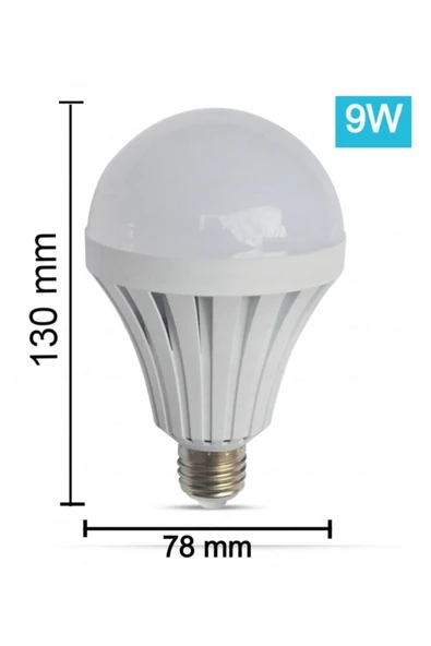 Vie Şarjlı Led Ampul 9W E27 Duy Beyaz Tasarruflu Ampul Beyaz Işık 9 Watt Beyaz - 4