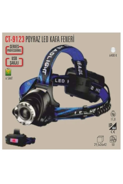 Zey Teknoloji Cata Profesyonel Led Kafa Feneri Usb Şarjlı