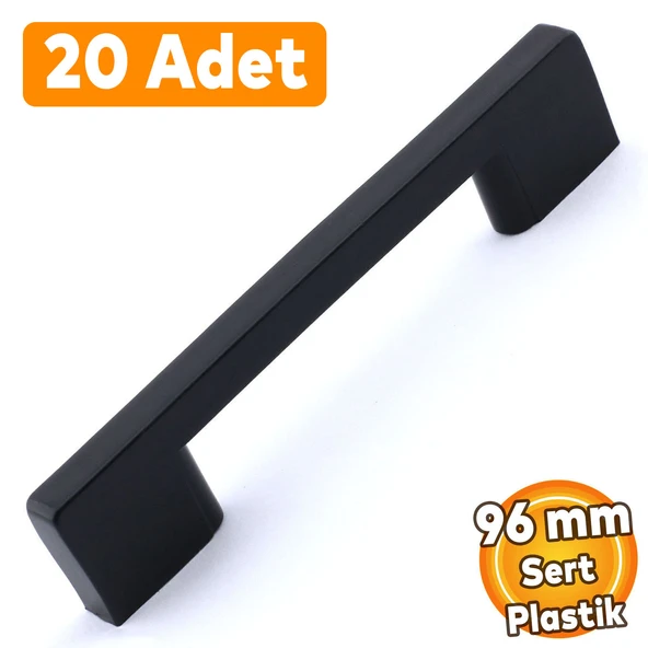 (SERT PLASTİK) 20 Adet Köprü 96 Mm Siyah Mobilya Mutfak Çekmece Dolabı Dolap Kulbu Kulpu Kulpları