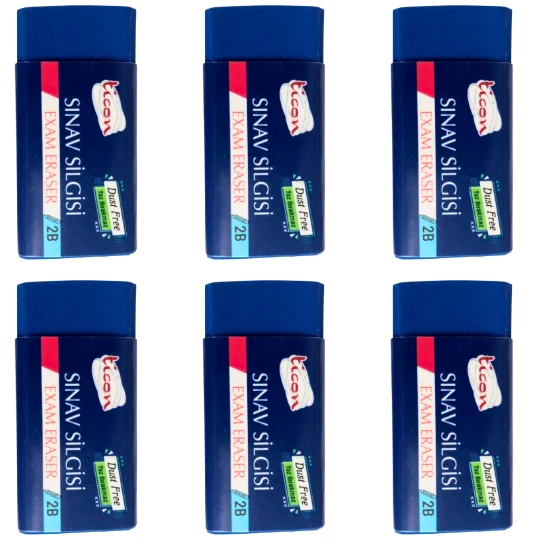 2b sınav silgisi 6 adet xxx dust free ticon toz bırakmaz
