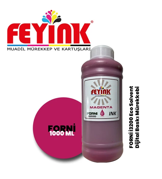 Feyink Forni Ecosolvent Dijital Baskı Mürekkebi Epson İ3200 Kafa Uyumlu Magenta (Kırmızı) -1000ml-