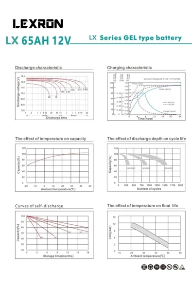 Lexron 65A - 12V Elektrikli Araç Aküsü, Jel Akü - 3
