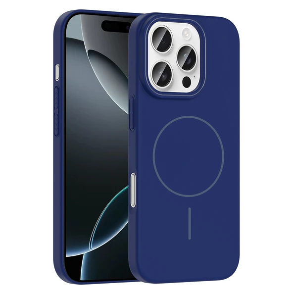 Apple iPhone 16 Pro Max Kılıf M-safe Şarj Özellikli Zore Ruby Sert Kapak - 11