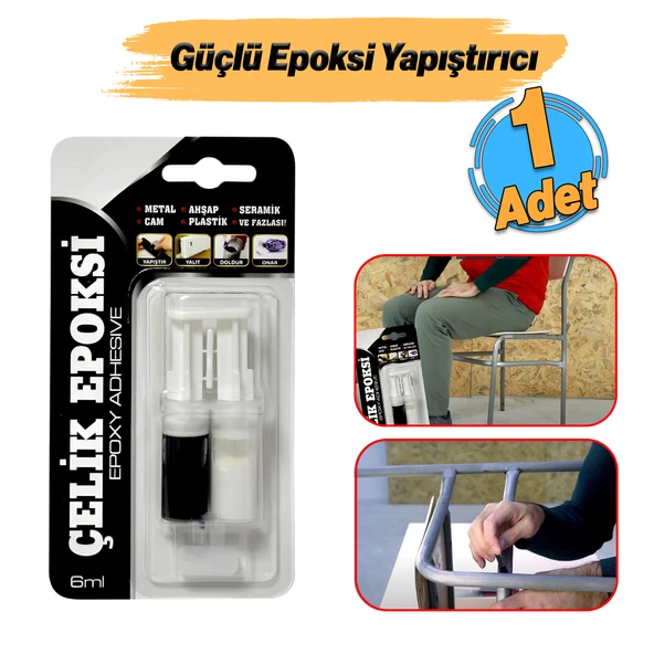 Güçlü Çelik Epoksi Yapıştırıcı 6 ml Metal Plastik Seramik Cam Çelik yalıtım Onarma Doldurma 1 Adet