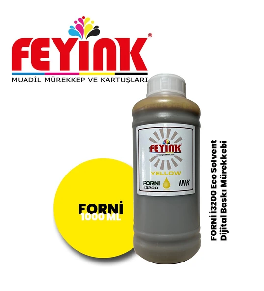 Feyink  Forni Ecosolvent Dijital Baskı Mürekkebi Epson İ3200 Kafa Uyumlu Yellow (Sarı) -1000ml-