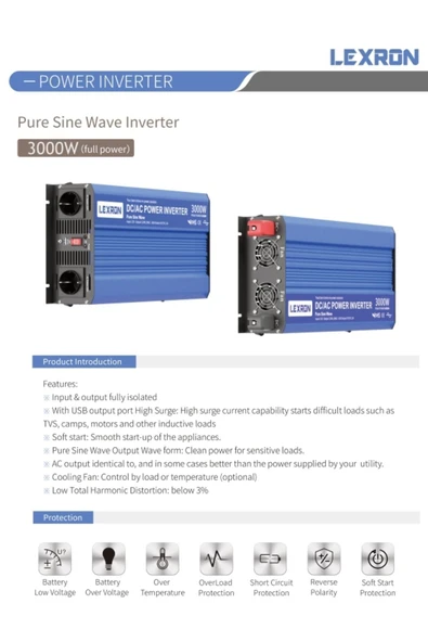 Lexron 3000W - 12V Tam Sinüs İnverter - 2