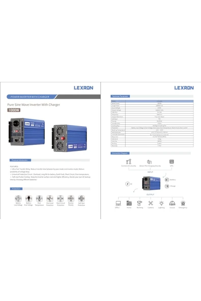 Lexron 1000W 12V Tam Sinüs Inverter (Ups) - 2