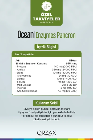 Ocean Enzymes Pancron 60 Kapsül - Resim 2