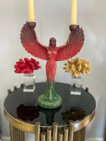 İsis melek kanadı şamdan biblo Renkli - 3