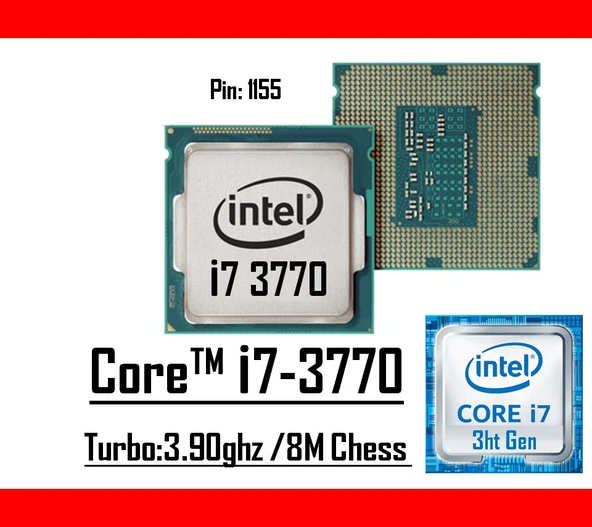 Intel® Core™ i7 3770 3.90 Ghz 8mb Cache Lga 1155p Tray Masaüstü Bilgisayar İşlemci