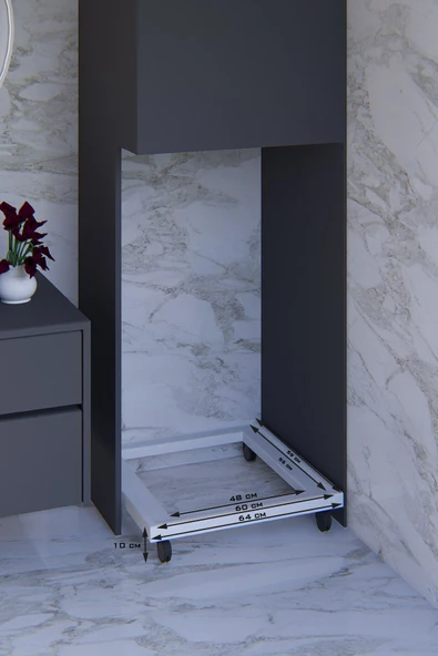 Fahrettin Küçük Beyaz Eşya Altlığı Çamaşır, Bulaşık Makinesi ve Buzdolabı Soba. 150 Kg Taşıma Kapasiteli Altlık. - 4