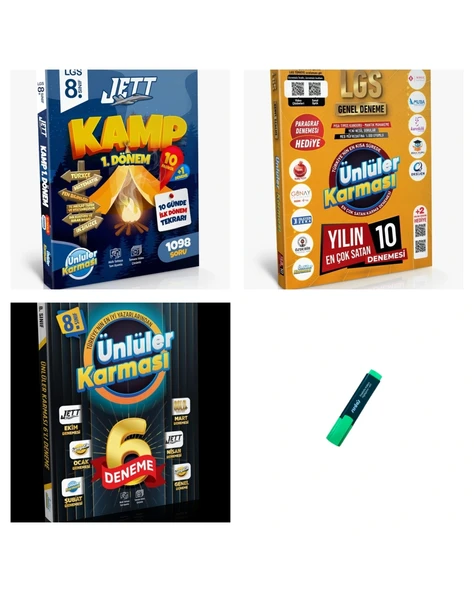 LGS 8. Sınıf 1. Dönem Kamp Kitabı - Karma Yayınlar 10lu ve 6lı Ünlüler Karması Deneme Seti