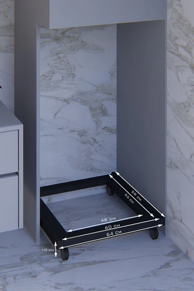 Fahrettin Küçük Siyah ALTLIK, Çamaşır, Bulaşık Makinesi ve Buzdolabı Soba. 150 Kg Taşıma Kapasiteli Altlık. - 4