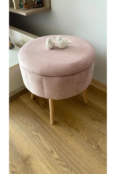 Fahrettin Küçük BERLİN Babyface Pembe Sandıklı Puf Kedi Yatağı Makyaj Masası Pufu Salon Pufu Orta Sehpa - 2