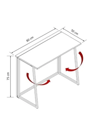 Fahrettin Küçük Work Katlanabilir Çalışma Masası Bilgisayar Masası Çizim Masası 50x80 Cm - 5