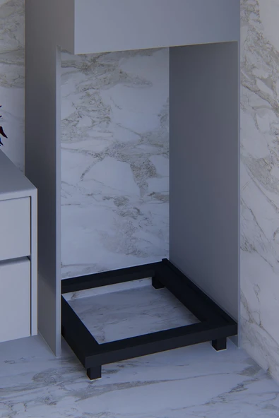 Fahrettin Küçük Siyah Eşya Altlığı Çamaşır, Bulaşık Makinesi ve Buzdolabı Soba. 150 Kg Taşıma Kapasiteli Altlık. - 2