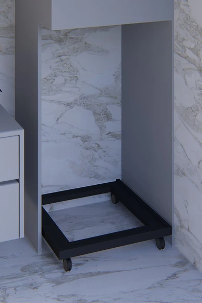 Fahrettin Küçük Siyah ALTLIK, Çamaşır, Bulaşık Makinesi ve Buzdolabı Soba. 150 Kg Taşıma Kapasiteli Altlık. - 2