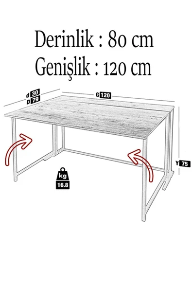 Fahrettin Küçük Worklife Katlanabilir Çalışma Masası Bilgisayar Masası Çizim Masası (beyaz) - 6