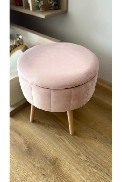 Fahrettin Küçük BERLİN Babyface Pembe Sandıklı Puf Kedi Yatağı Makyaj Masası Pufu Salon Pufu Orta Sehpa - 3