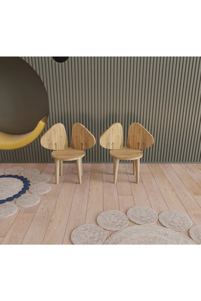 Fahrettin Küçük Çocuk Sandalyesi Çocuk Oturağı Fil Kulaklı Ahşap Mdf Sandalye Montessori Sandalye - 2