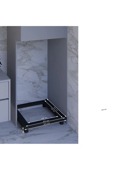 Fahrettin Küçük Siyah Eşya Altlığı Çamaşır, Bulaşık Makinesi ve Buzdolabı Soba. 150 Kg Taşıma Kapasiteli Altlık. - 3