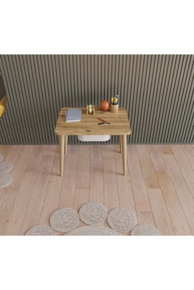 Fahrettin Küçük Montessori Çocuk Masası Oyun Masası Fil Kulaklı Aktivite Masası Çalışma Masası Çekmeceli 2 Sand. - 3