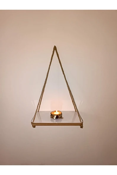 Fahrettin Küçük Halatlı Raf Kitaplık Ipli Duvar Rafı Mumluk Aksesuar Rafı Anahtarlık Tekli 21x32 Cm - 2