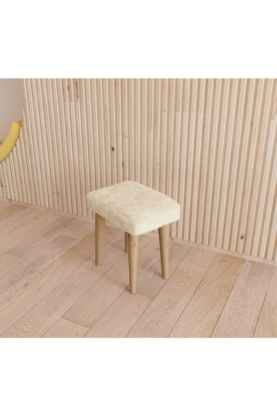 Fahrettin Küçük Montessori Çocuk Masası Oyun Masası Aktivite Masası Çalışma Masası - 2 Adet Welsoft Beyaz Puflu - 3