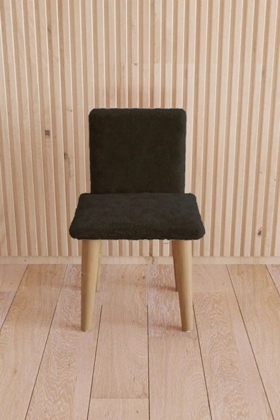 Fahrettin Küçük Çocuk Sandalyesi Çocuk Oturağı Ahşap Sandalye Montessori Sandalye Puflu Siyah Yumuşak Sandalye - 2