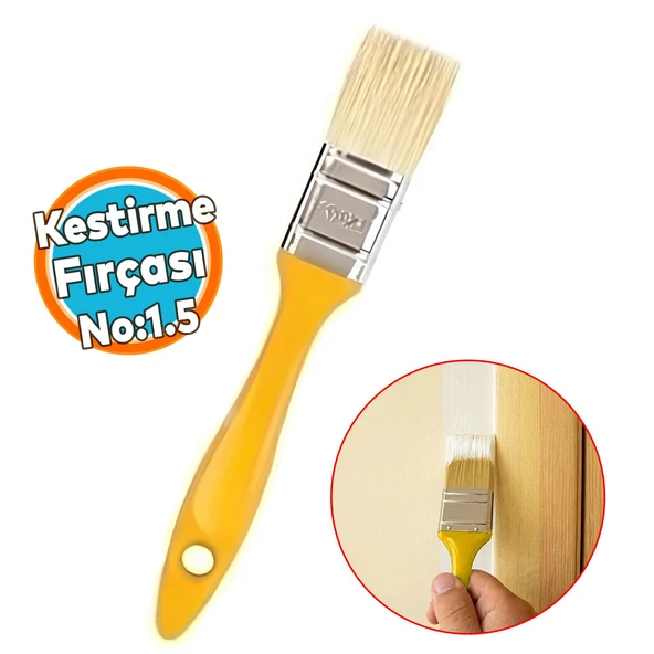 Kestirme Boyama Fırçası No 1.5 Numara Plastik Saplı Tavan Boya Kıl Fırça İç Dış Cephe
