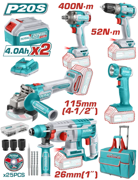 Total Li-İON AKÜLÜ 5 Lİ COMBO SET  - TCKLI2058 - 2