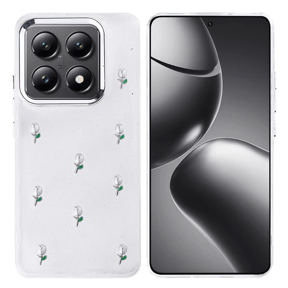 Xiaomi 14T Pro Kılıf Airbag Tasarımlı Simli Şeffaf Zore Kutup Kapak - Resim 4