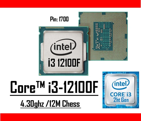 Intel® Core™ i3 12100F 4.30 Ghz 12mb Cache Lga 1700p Tray Masaüstü Bilgisayar İşlemci