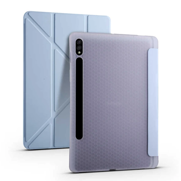 Galaxy Tab S7 T870 Kılıf Zore Tri Folding Kalem Bölmeli Standlı Kılıf - 9