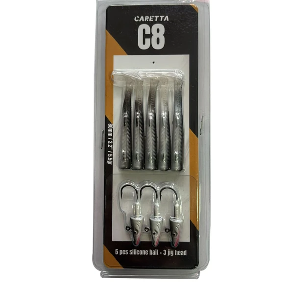 Caretta C8 8cm 5.5gr 5+3 Silikon Yem  Black Back