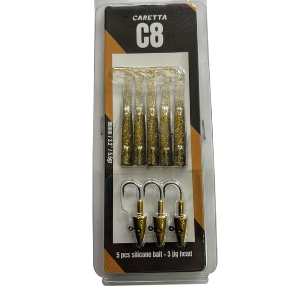 Caretta C8 8cm 5.5gr 5+3 Silikon Yem  Gold