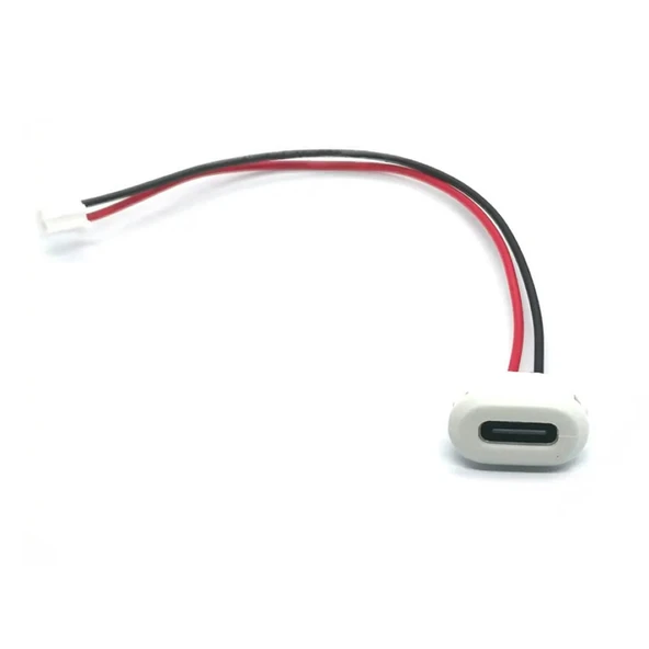 Type C Panel Montaj Dişi Soket 2 Pin 10cm Kablolu Beyaz  Uzatma Konnektör Araba Kamera Oyuncak Telefon Şarj Mp3 Tablet - 4
