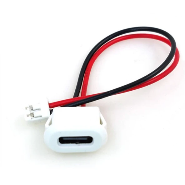 Type C Panel Montaj Dişi Soket 2 Pin 10cm Kablolu Beyaz  Uzatma Konnektör Araba Kamera Oyuncak Telefon Şarj Mp3 Tablet - 3