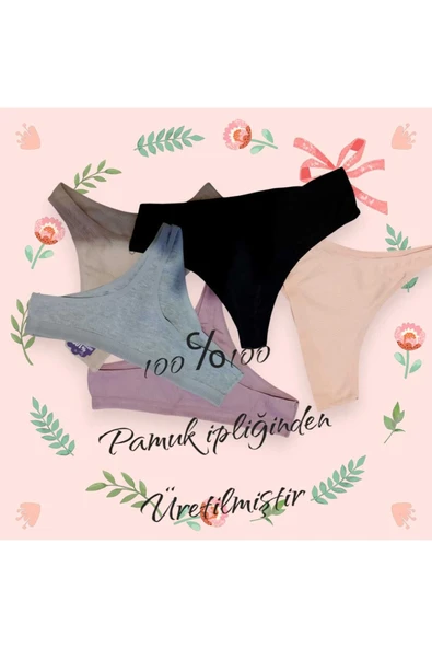 HUMA ONE RENKLİ TANGA  3'li Paket  100/100 PAMUKİPLİĞİNDEN ÜRETİLMİŞTİR - 2