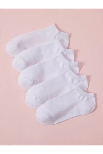 Unisex Düz 5'li Patik Çorap - 3