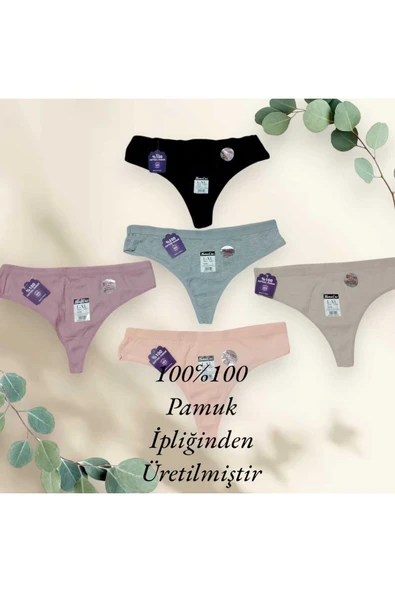 HUMA HONE 100 DE100 PAMUK İPLİĞİNDEN ÜRETİLMİŞTİR KARIŞIK RENK  Tanga 4'li Paket