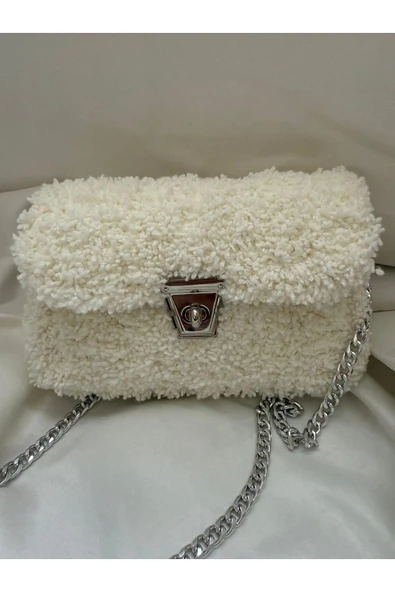 Kadın El Yapımı Teddy Çanta Kırık Beyaz ürün görseli