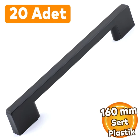 (SERT PLASTİK) 20 Adet Köprü 160 Mm Siyah Mobilya Mutfak Çekmece Dolabı Dolap Kulbu Kulpu Kulpları