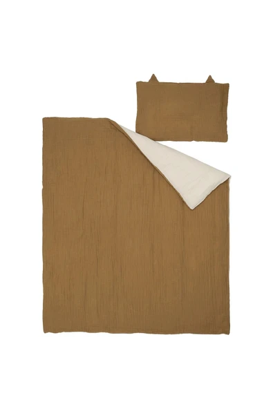 Bebek Nevresim Takımı, Koyu Sarı-Bej, 60x120 cm - 3